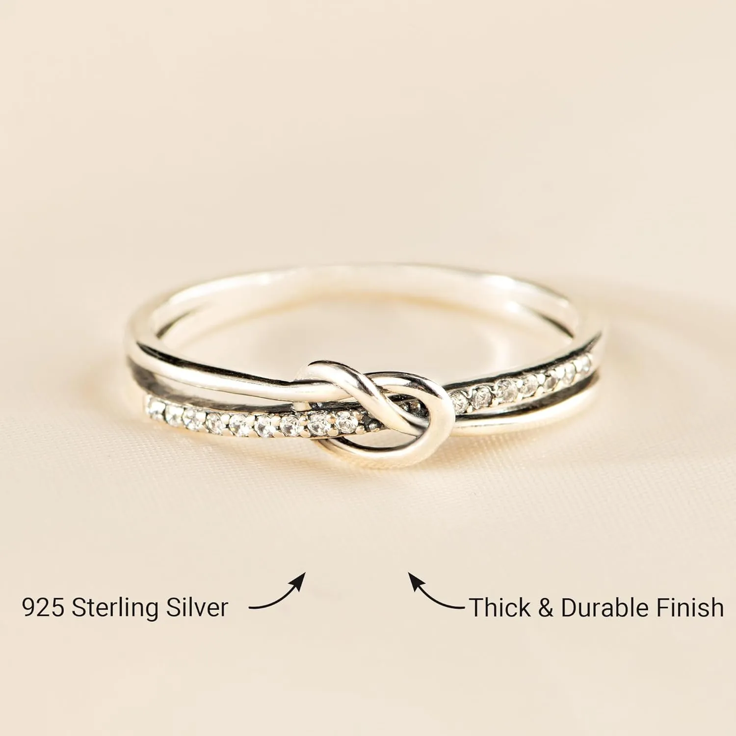 STORYJEWELLERY Mother Daughter Rings, 925 Sterling Silver Knot Ring, Mom Rings for Women, Birthday Gifts for Mom, Mother Daughter Gift