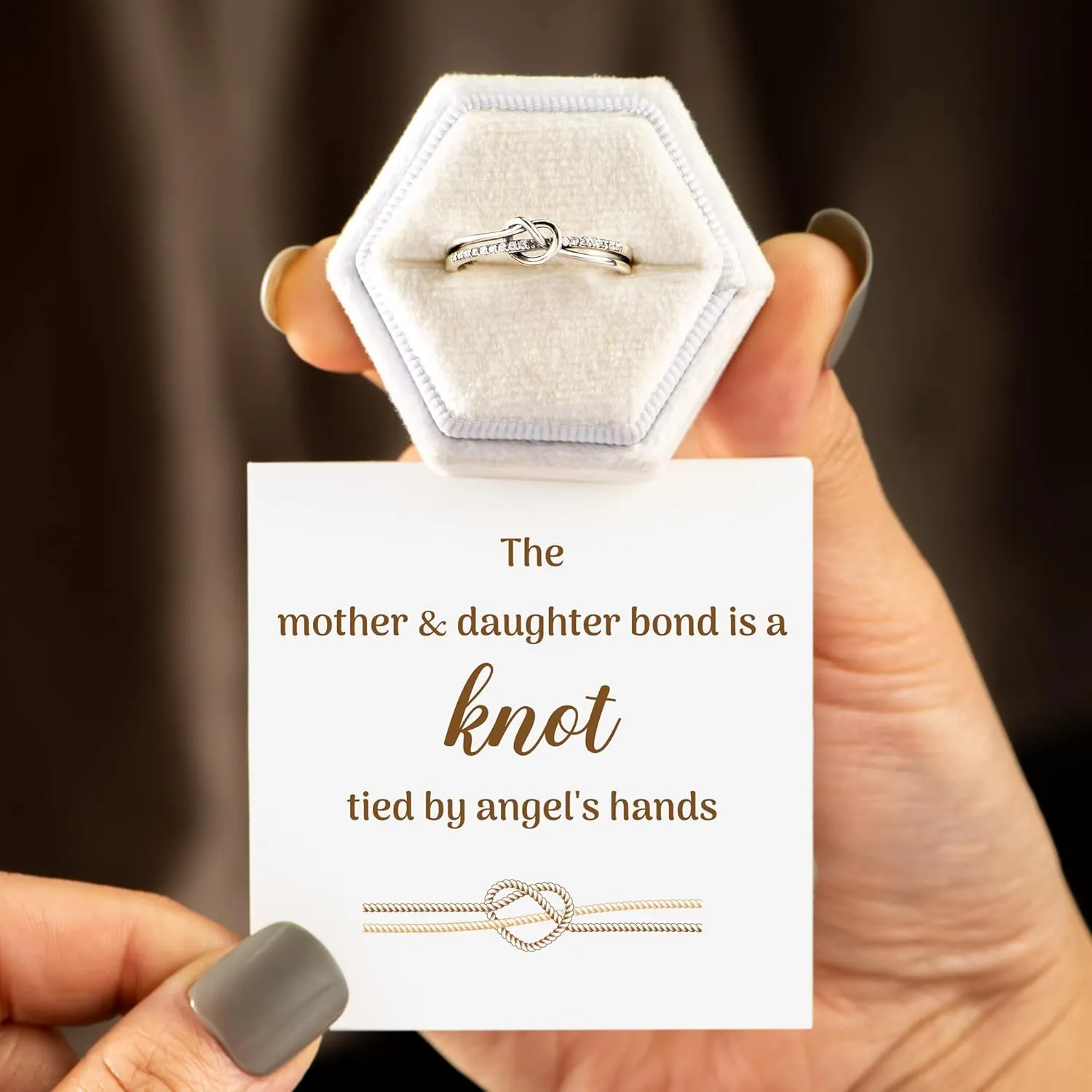 STORYJEWELLERY Mother Daughter Rings, 925 Sterling Silver Knot Ring, Mom Rings for Women, Birthday Gifts for Mom, Mother Daughter Gift
