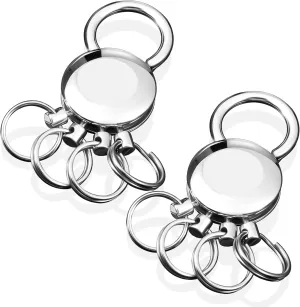 Sureio 2 Pcs Detachable Key Spider Key Chain Accessory with 4 Split Rings Buckle Waist Hanging Name Round Keychain Metal Keychain Ring Holder for Unisex Women Men
