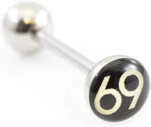 Surgical Steel Tongue Ring Straight Barbell 14 Gauge With 69 Logo