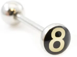 Surgical Steel Tongue Ring Straight Barbell 14 Gauge With 8 Ball Logo