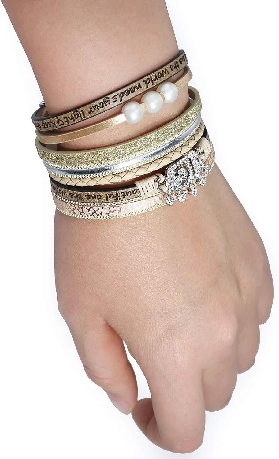 Suyi Birthday Gifts for Women Leather Wrap Bracelet Multilayer Magnetic Buckle Bracelet Birthday Jewelry for 14th 15th 16th 17th 18th 19th 20th