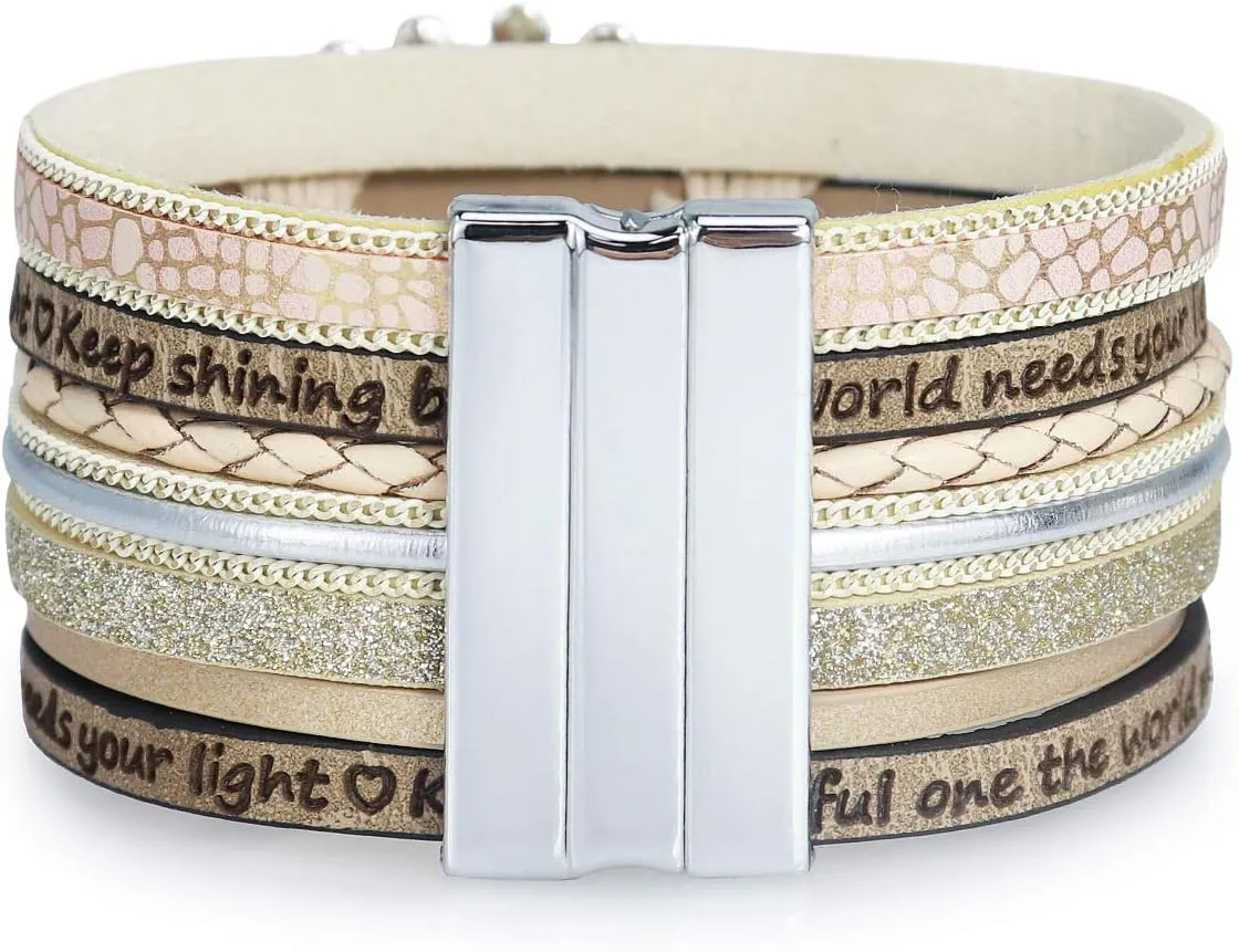 Suyi Birthday Gifts for Women Leather Wrap Bracelet Multilayer Magnetic Buckle Bracelet Birthday Jewelry for 14th 15th 16th 17th 18th 19th 20th