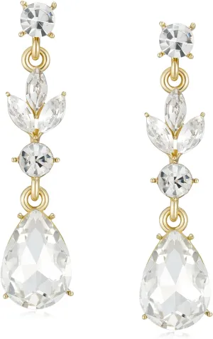SWEETV Drop Earrings for Women,Bridesmaids,Brides -Teardrop Crystal Rhinestones Cubic Zirconia Earrings Dangling