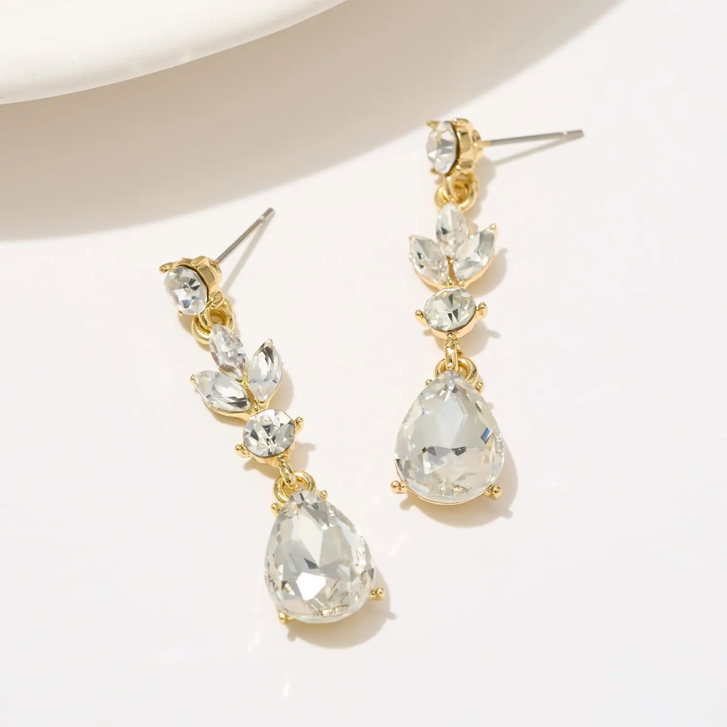 SWEETV Drop Earrings for Women,Bridesmaids,Brides -Teardrop Crystal Rhinestones Cubic Zirconia Earrings Dangling