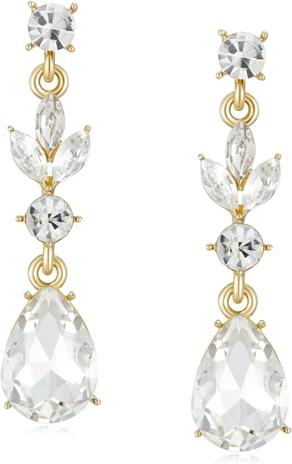 SWEETV Drop Earrings for Women,Bridesmaids,Brides -Teardrop Crystal Rhinestones Cubic Zirconia Earrings Dangling