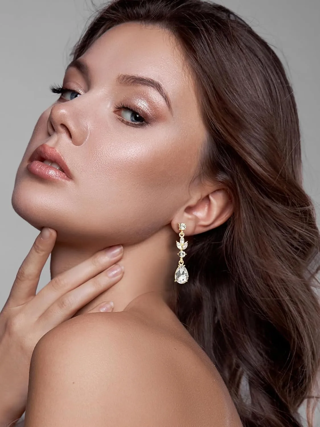 SWEETV Drop Earrings for Women,Bridesmaids,Brides -Teardrop Crystal Rhinestones Cubic Zirconia Earrings Dangling