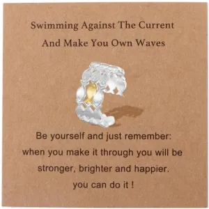 Swim Against the Current Ring, The CHOSE Gifts Inspirational Rings for Women Teens, Encouragement Spiritual Rings Gifts for Best Friend Sister