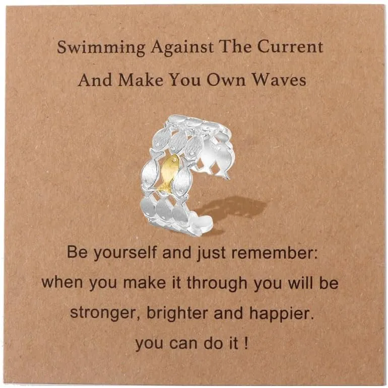 Swim Against the Current Ring, The CHOSE Gifts Inspirational Rings for Women Teens, Encouragement Spiritual Rings Gifts for Best Friend Sister