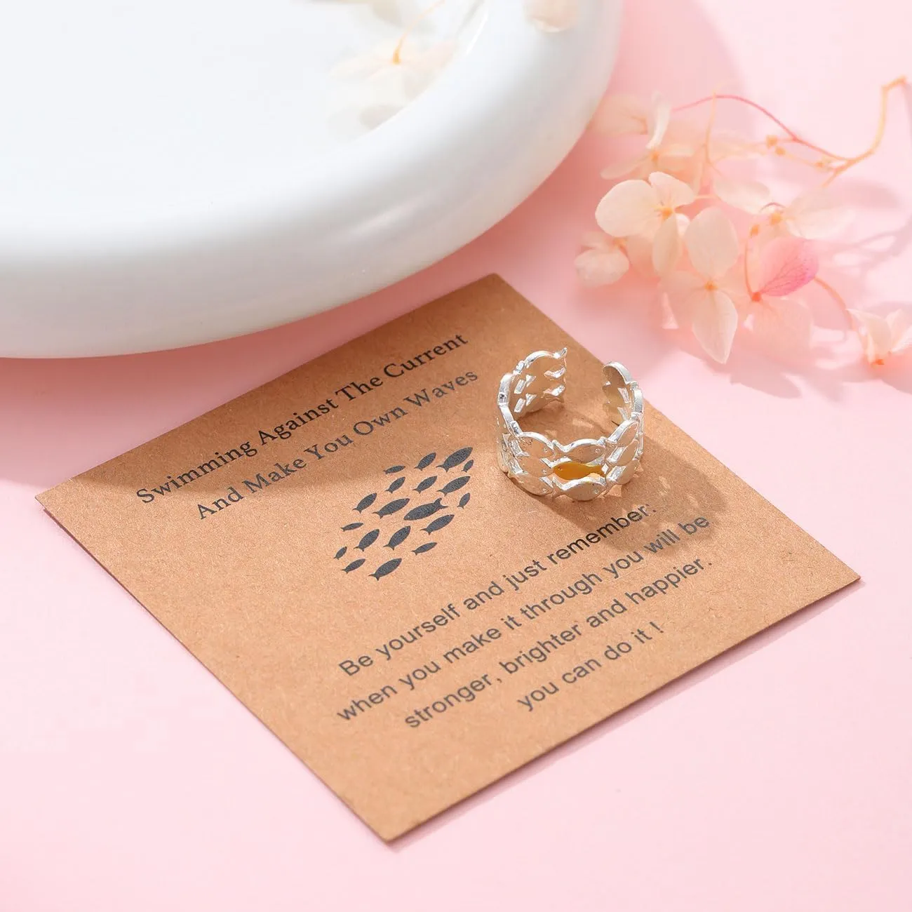 Swim Against the Current Ring, The CHOSE Gifts Inspirational Rings for Women Teens, Encouragement Spiritual Rings Gifts for Best Friend Sister