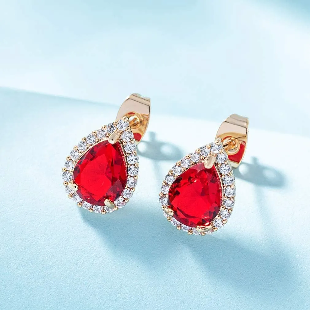 Teardrop Austrian Crystal Halo Stud Earrings for Women Fashion 925 Sterling Silver Hypoallergenic Jewelry