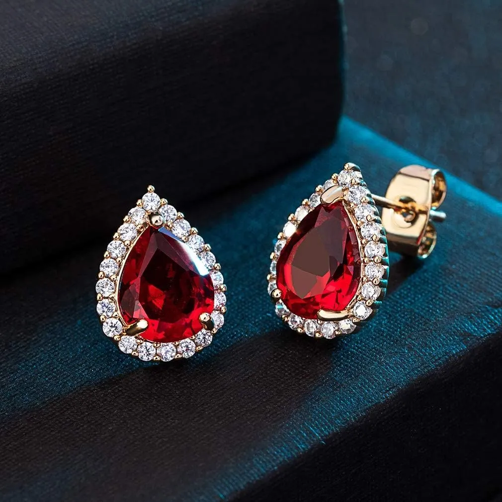 Teardrop Austrian Crystal Halo Stud Earrings for Women Fashion 925 Sterling Silver Hypoallergenic Jewelry