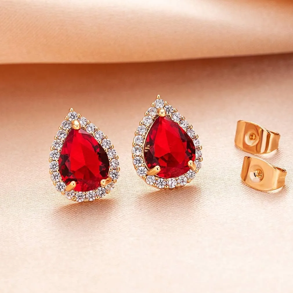 Teardrop Austrian Crystal Halo Stud Earrings for Women Fashion 925 Sterling Silver Hypoallergenic Jewelry