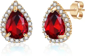 Teardrop Austrian Crystal Halo Stud Earrings for Women Fashion 925 Sterling Silver Hypoallergenic Jewelry