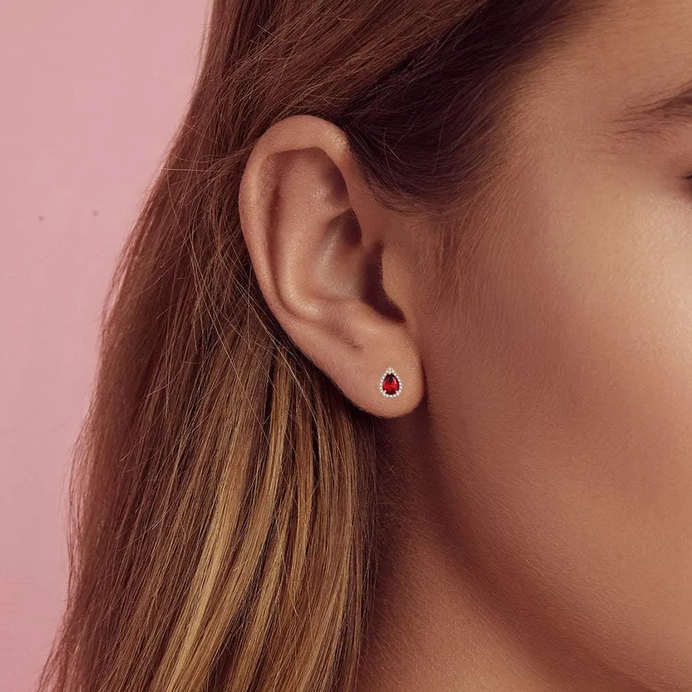 Teardrop Austrian Crystal Halo Stud Earrings for Women Fashion 925 Sterling Silver Hypoallergenic Jewelry