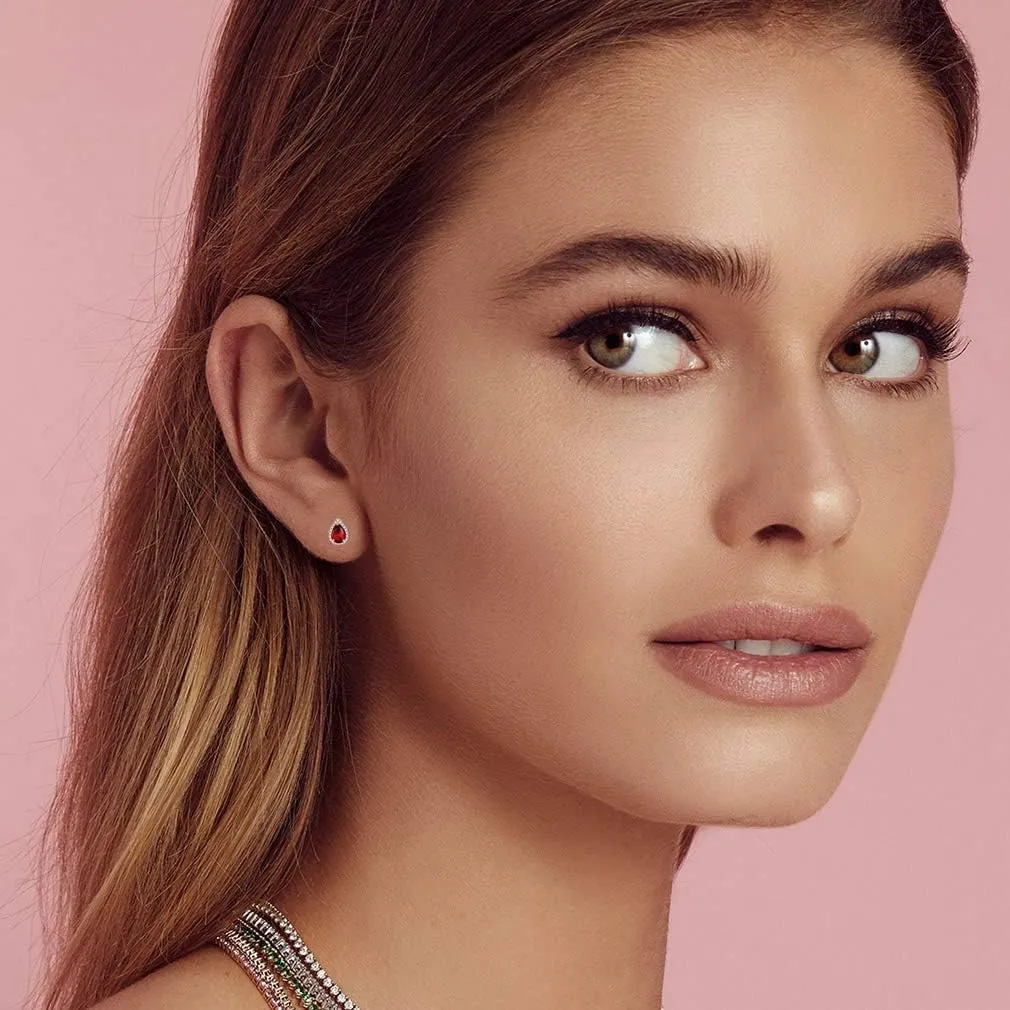Teardrop Austrian Crystal Halo Stud Earrings for Women Fashion 925 Sterling Silver Hypoallergenic Jewelry