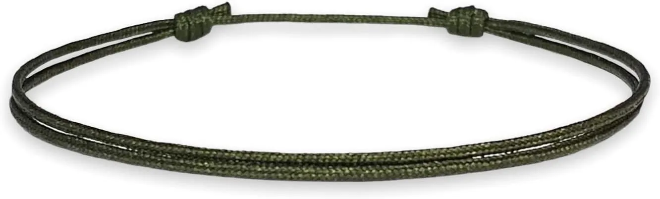 Thin Olive Green Cord Bracelet for Men Women Teen Unisex Adult - Waterproof Nylon Surfer String Friendship Bracelets Summer Beach Accessories