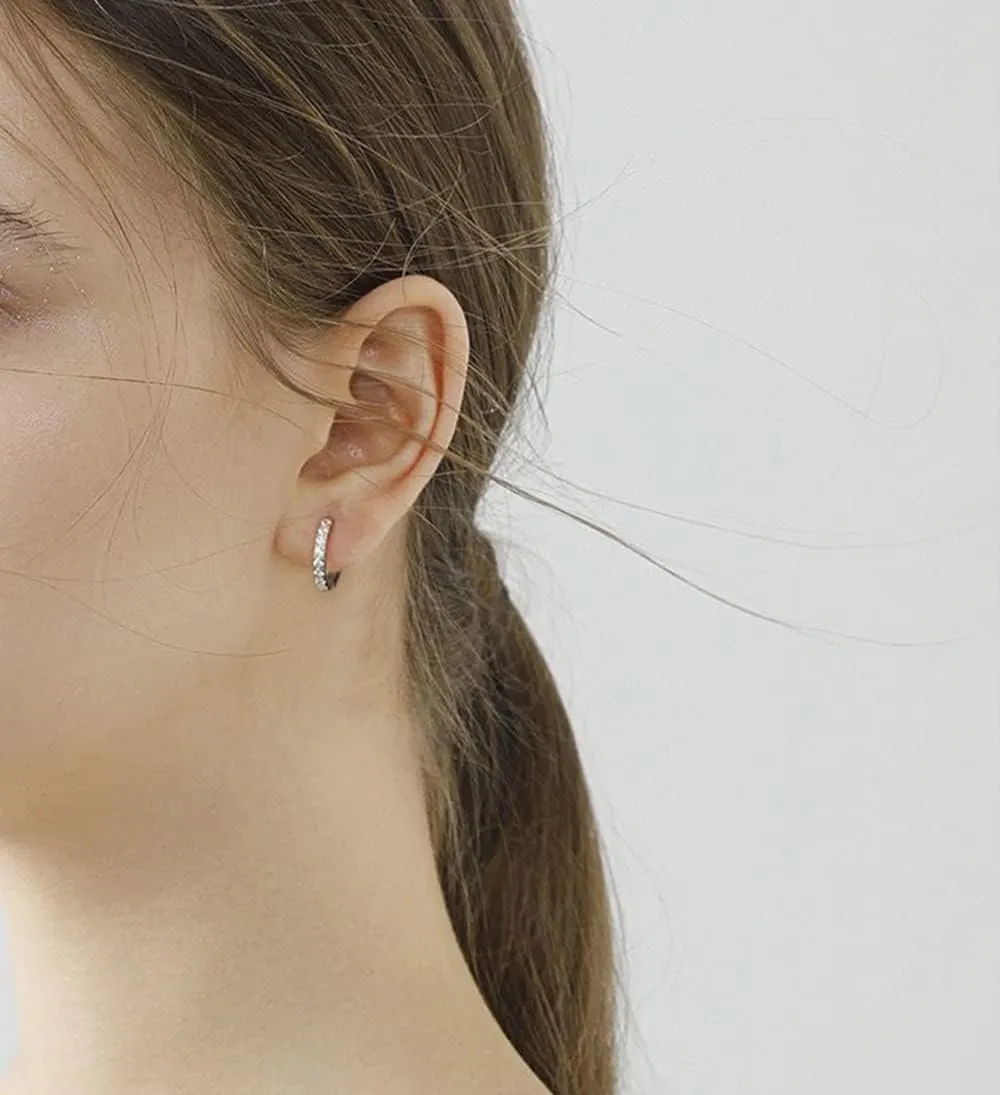 Tiny Small Cubic Zirconia Mini Hoop Earrings Real 925 Sterling Silver for Cartilage Tragus Pierced Sleeper Cuff Women Teen Girls 2nd Hole Round Hinged Huggie Hoops Dainty Fashion Jewelry Gifts Hypoallergenic 6mm/8mm/10mm