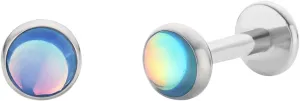 Titanium Stud Earrings for Women with Sensitive Ears, Hypoallergenic G23 Titanium with Opal, Flat Back Earrings, Screw Back, 20G Piercing for Tragus, Helix & Cartilage(Blue)
