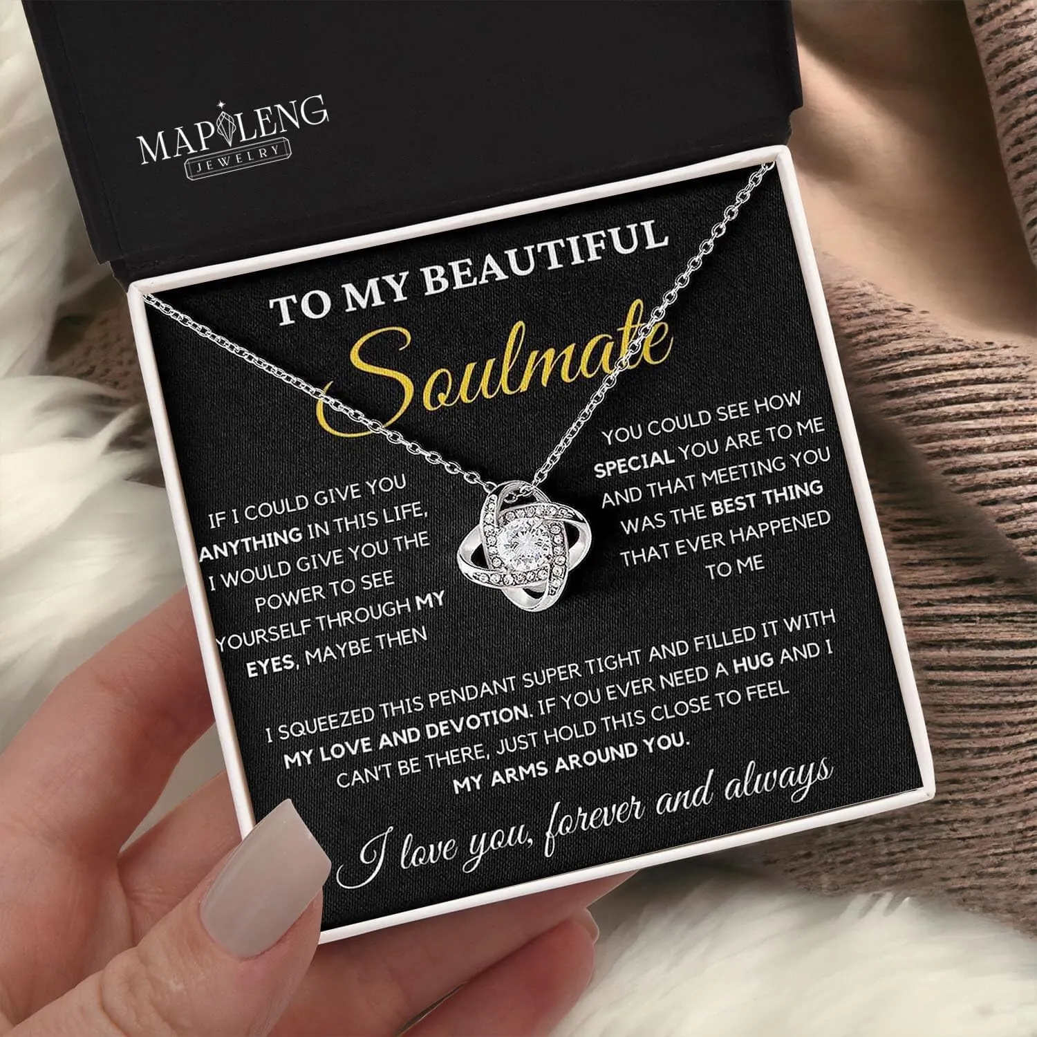 To My Soulmate Necklace For Women, Funny Gifts For Girlfriend, Personalized Christmas Presents For Girlfriend, Best Birthday Meaningful Gift Ideas For Wife, Women Romantic Jewelry For Her Anniversary