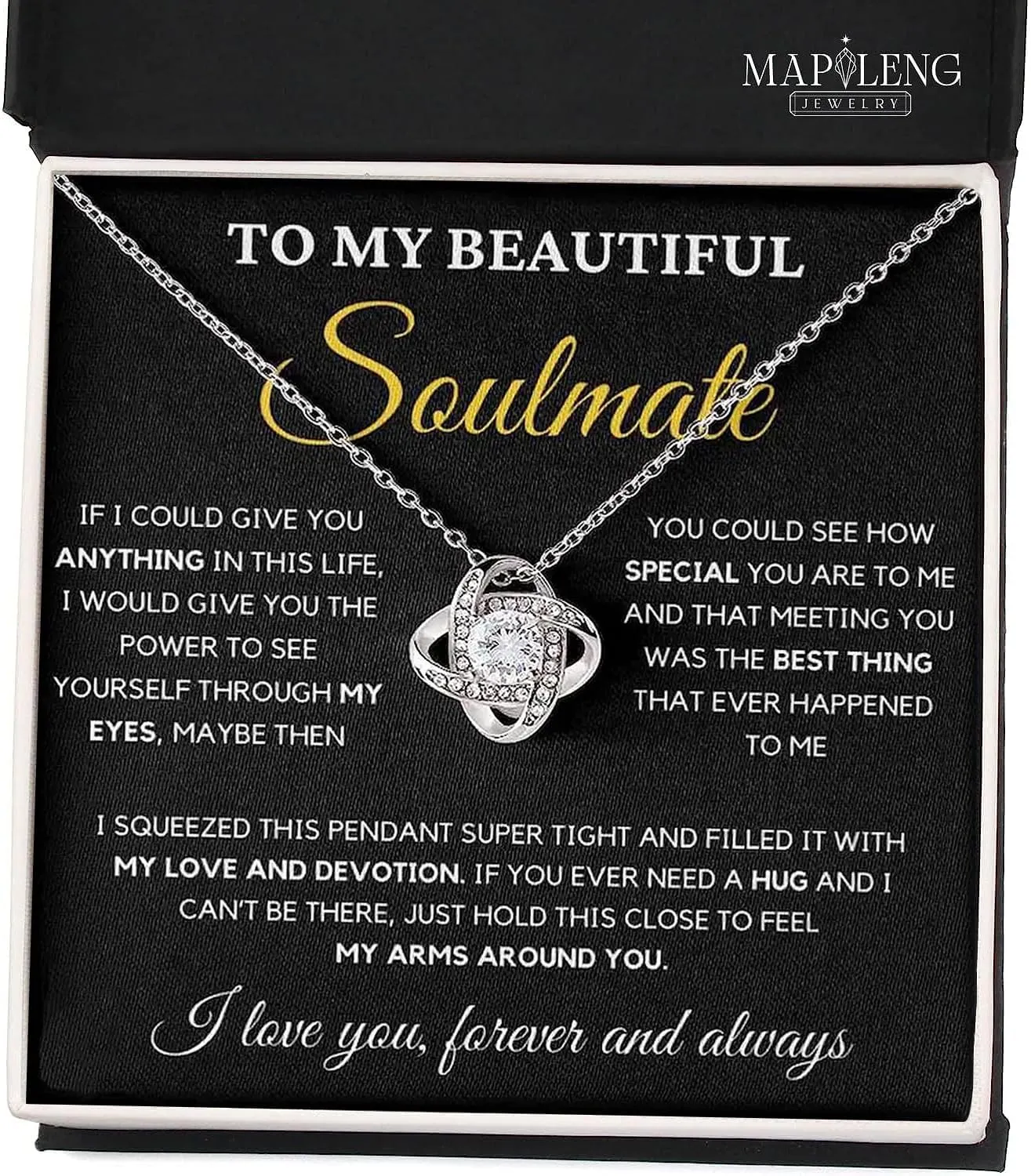 To My Soulmate Necklace For Women, Funny Gifts For Girlfriend, Personalized Christmas Presents For Girlfriend, Best Birthday Meaningful Gift Ideas For Wife, Women Romantic Jewelry For Her Anniversary