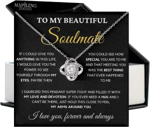 To My Soulmate Necklace For Women, Funny Gifts For Girlfriend, Personalized Christmas Presents For Girlfriend, Best Birthday Meaningful Gift Ideas For Wife, Women Romantic Jewelry For Her Anniversary
