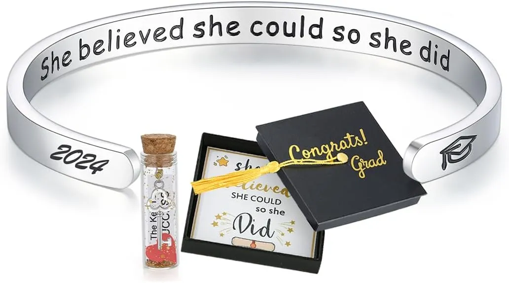TONY & SANDY 2024 Graduation Gifts for Her Inspirational Bracelet Graduation Gifts for Girls High School Middle College Graduate - With Graduation Box and Meaningful Cards