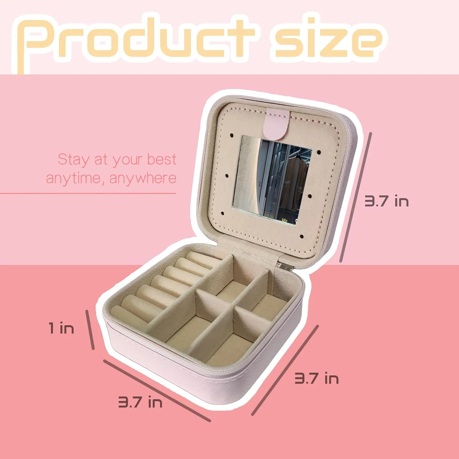 Travel Jewelry Case Organizer, Gifts for Women Teen Girls Initial Jewelry box with Mirror Vacation Beach Essentials Ring Necklace Earring Organizer Box (F)