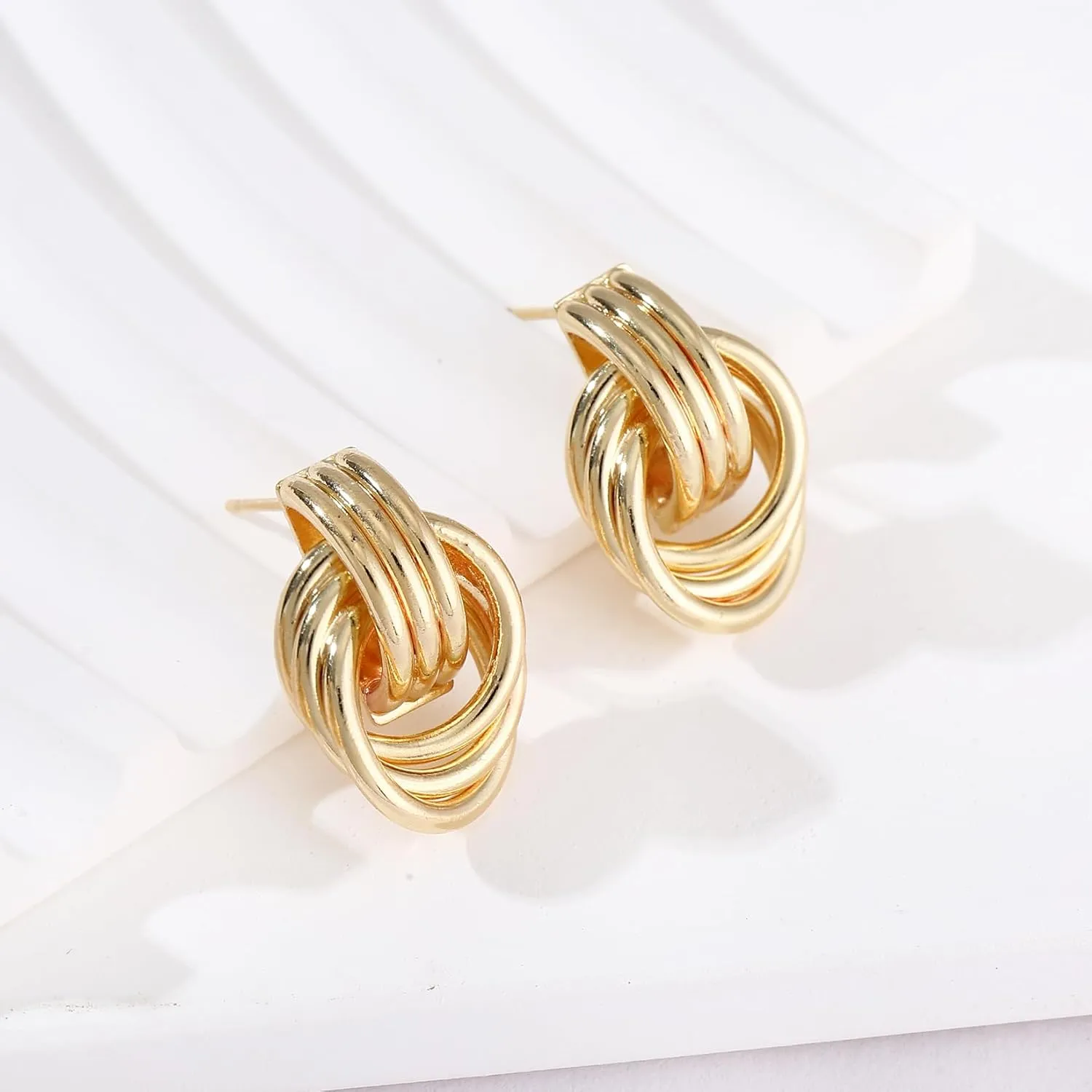 Trendy Gold Knot Heart Earrings for Women Colored Drop Dangle Statement Earrings Chunky Link Earring Jewelry