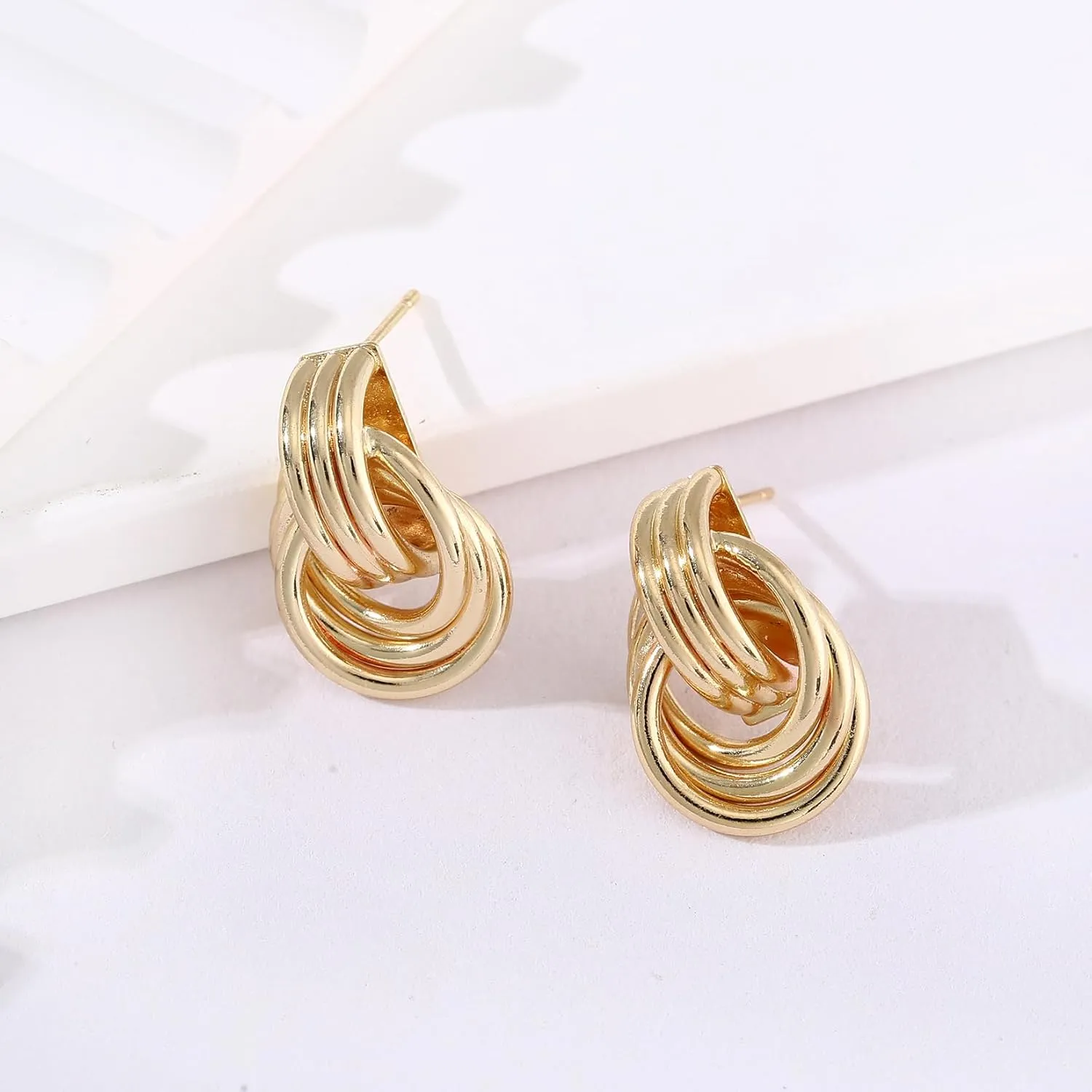 Trendy Gold Knot Heart Earrings for Women Colored Drop Dangle Statement Earrings Chunky Link Earring Jewelry