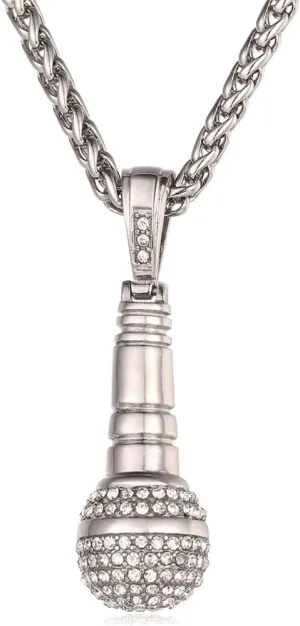 U7 Rock Music Necklace with Adjustable Chain, Stainless Steel 18K Gold Plated Hip Hop Punk Rock Sign Horn/Headphone/Microphone Necklaces for Men Women Teens