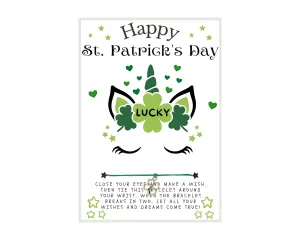 Unicorn Shamrock/Hearts LUCKY St. Patrick's Day Wish, Wish Bracelet, Holiday Party Favor, Thank You, St. Patrick's Day WIsh Bracelet, Co-Worker Gift, Friendship Wish Bracelet
