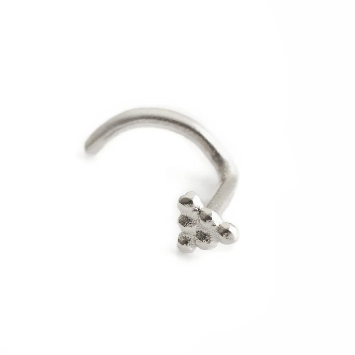 Unique Nose Stud, Sterling Silver Small Tiny Nose Screw Ring Piercing, Indian Style, Triangle Shaped, Fits Tragus, Cartilage, Helix Earring, 20g, Handmade Jewelry