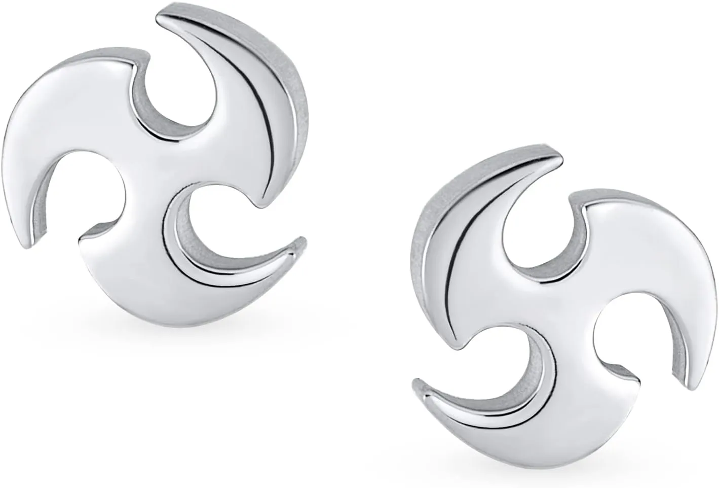Unisex Small Tribal Star Swirl Stud Earrings Piercing Tragus Helix Ear Lobe Cartilage For Men Teen Women Silver Tone Black Stainless Steel
