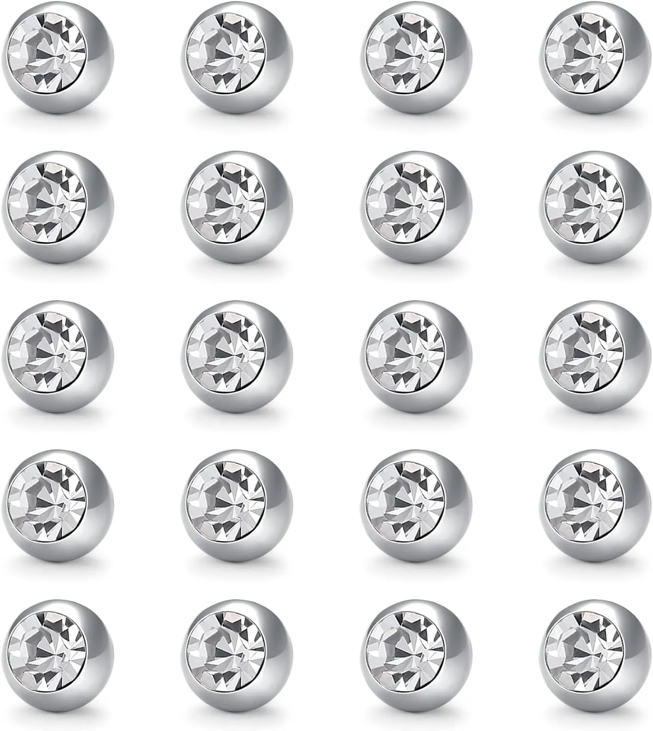 VCMART 14G 5mm 8mm Replacement Balls Externally Threaded Piercing Balls for Tongue Nipple Navel Belly Button Rings Industrial Barbell Piercing Surgical Steel Body Piercing Jewelry Parts