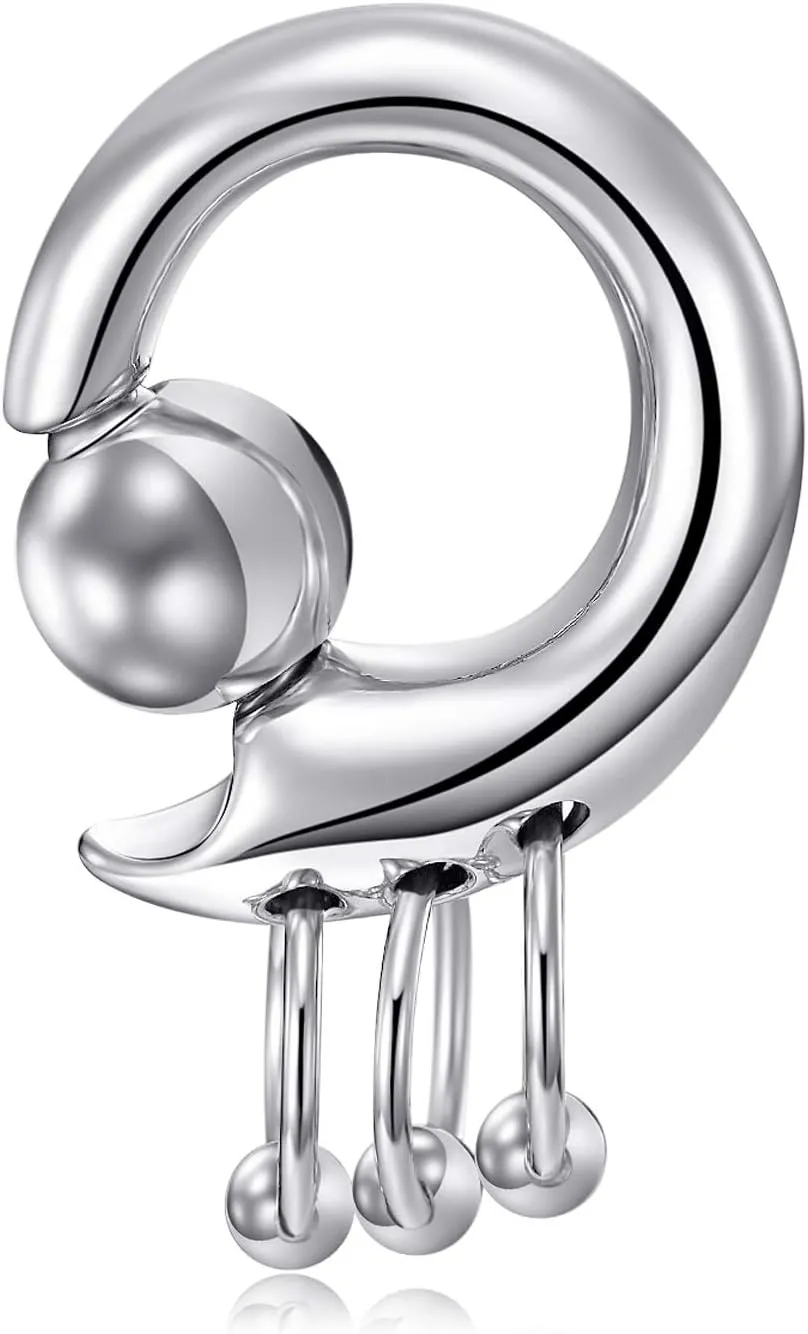 VCMART Captive Bead Rings Spring Action CBR Monster Screwball Rings 00G-0G-2G-4G-6G-8G-10G 12mm/14mm/18mm Surgical Stainless Steel Pierced Body Jewelry Sold Individually