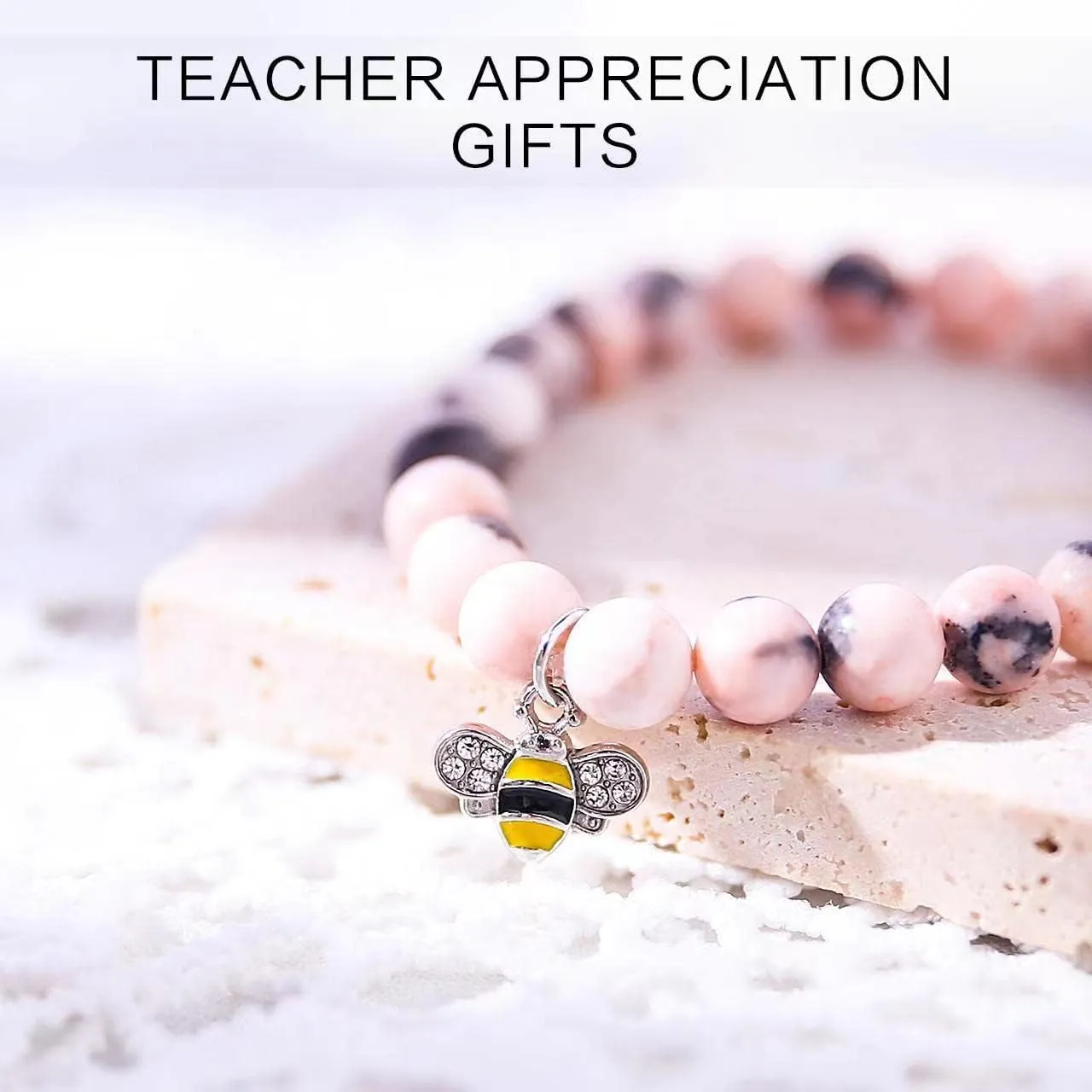 VICKHU Teacher appreciation gifts,Natural Stone teacher Bracelet gifts for women,thank you gifts for teacher meaningful gifts for women with gift message card