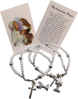 Westmon Works First Communion Bracelet Bulk Pack School Classroom Bundle with Holy Prayer Cards, Set of 12