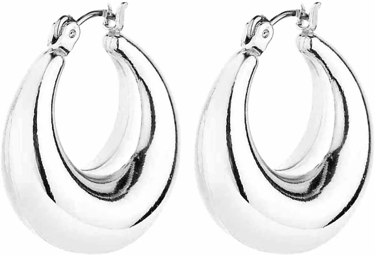 Wgoud Chunky Hoop Earrings Set 14K Gold Hoop Earrings for Women Hypoallergenic, Thick Hoops Earring set, Twist Huggie Hoop Earring