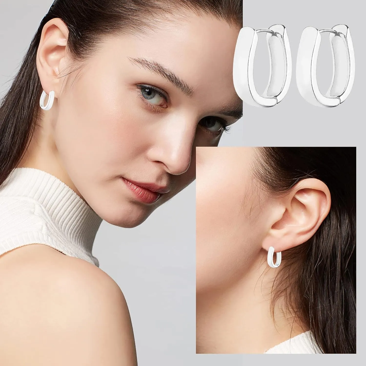 Wgoud Chunky Hoop Earrings Set 14K Gold Hoop Earrings for Women Hypoallergenic, Thick Hoops Earring set, Twist Huggie Hoop Earring
