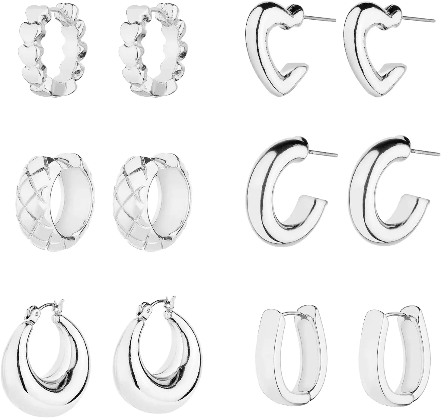 Wgoud Chunky Hoop Earrings Set 14K Gold Hoop Earrings for Women Hypoallergenic, Thick Hoops Earring set, Twist Huggie Hoop Earring