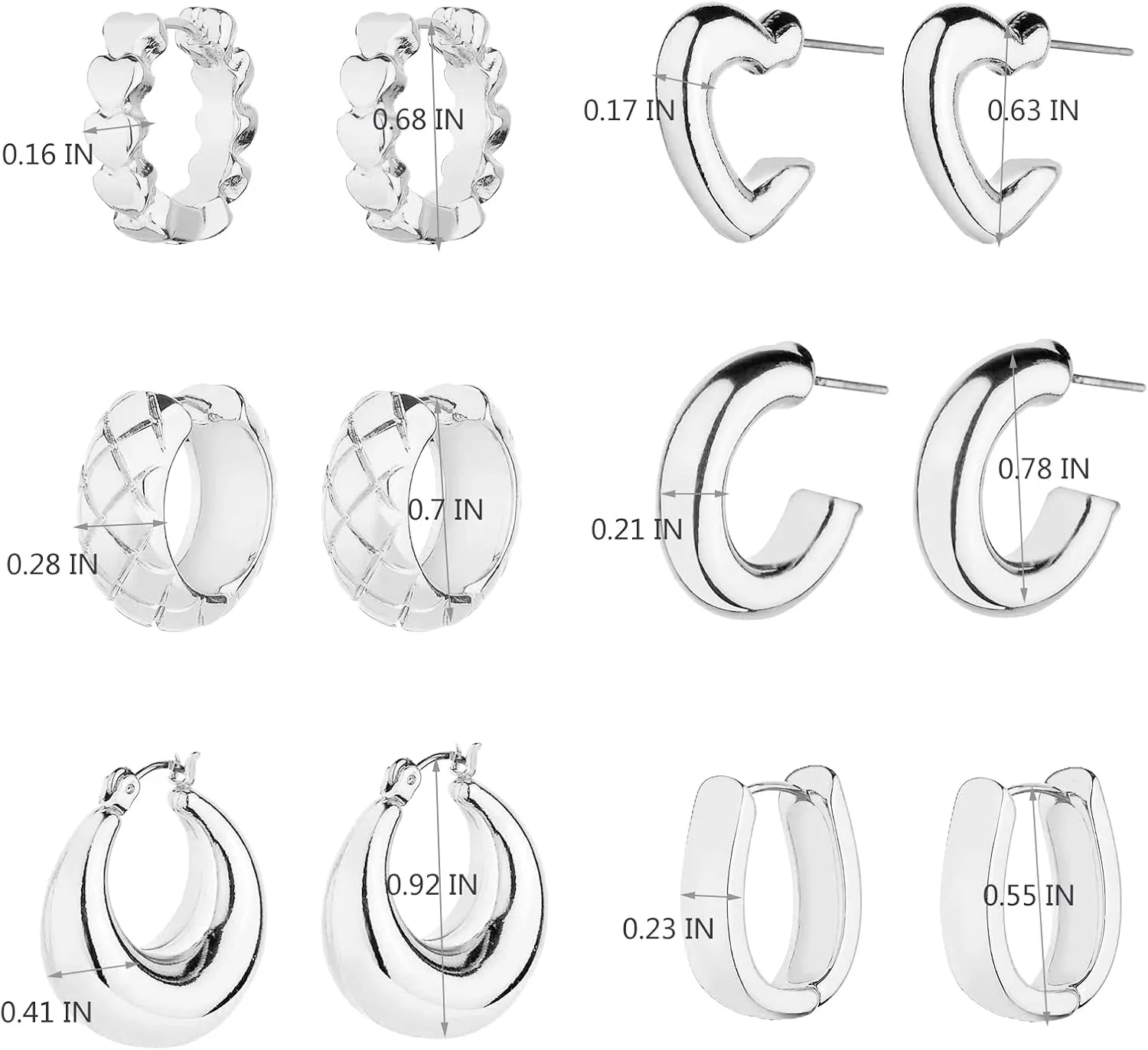 Wgoud Chunky Hoop Earrings Set 14K Gold Hoop Earrings for Women Hypoallergenic, Thick Hoops Earring set, Twist Huggie Hoop Earring