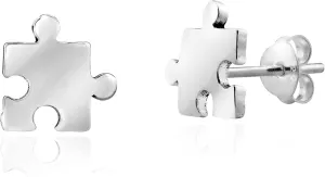 Whimsical Jigsaw Puzzle Piece .925 Sterling Silver Stud Earring