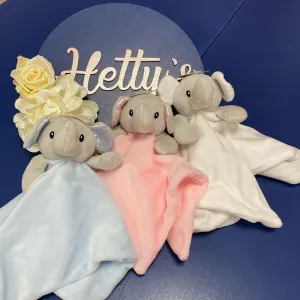 White, blue & pink Elephant Comforter
