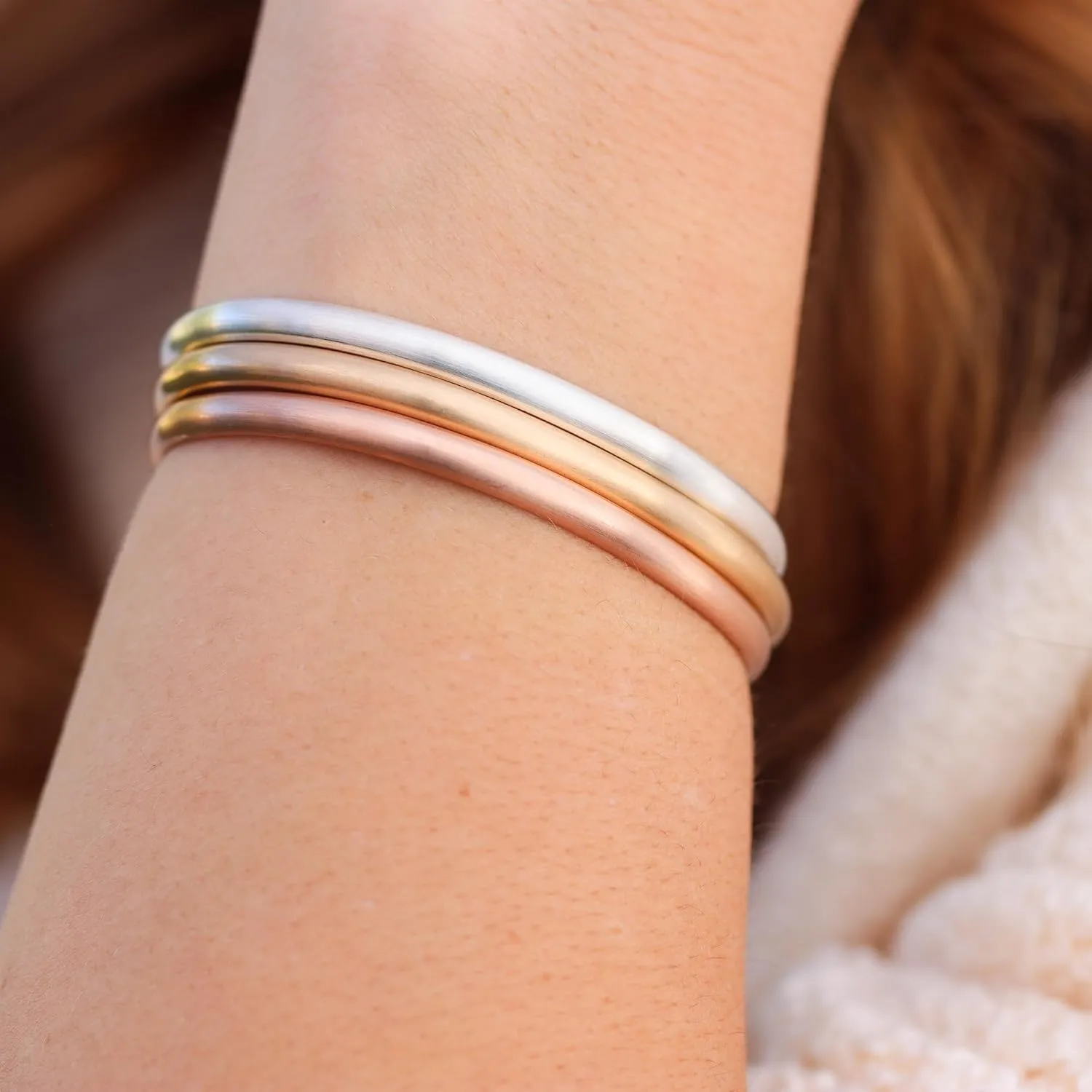 Wide Matte Cuff Bracelet; Elegant Solid Sterling Silver Bangle with Brushed Satin Texture; Women's Stacking Cuff by Lotus Stone Jewelry (Small, Sterling Silver)