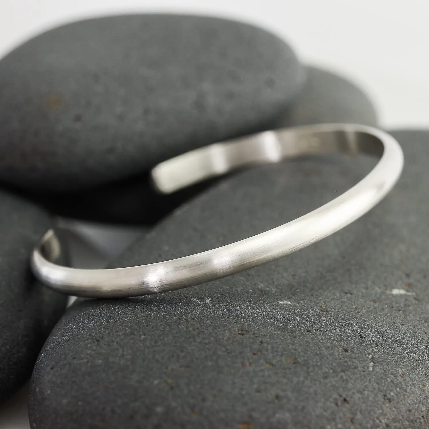 Wide Matte Cuff Bracelet; Elegant Solid Sterling Silver Bangle with Brushed Satin Texture; Women's Stacking Cuff by Lotus Stone Jewelry (Small, Sterling Silver)