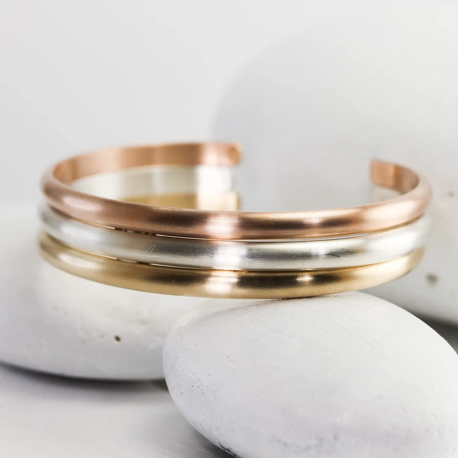 Wide Matte Cuff Bracelet; Elegant Solid Sterling Silver Bangle with Brushed Satin Texture; Women's Stacking Cuff by Lotus Stone Jewelry (Small, Sterling Silver)