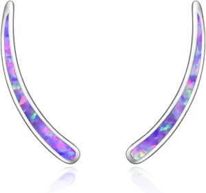 WINNICACA 925 Sterling Silver Ear Climbers Earrings for Women Created Opal Earrings for Women Hypoallergenic Crawler Earrings Jewelry Gifts for Mom Wife