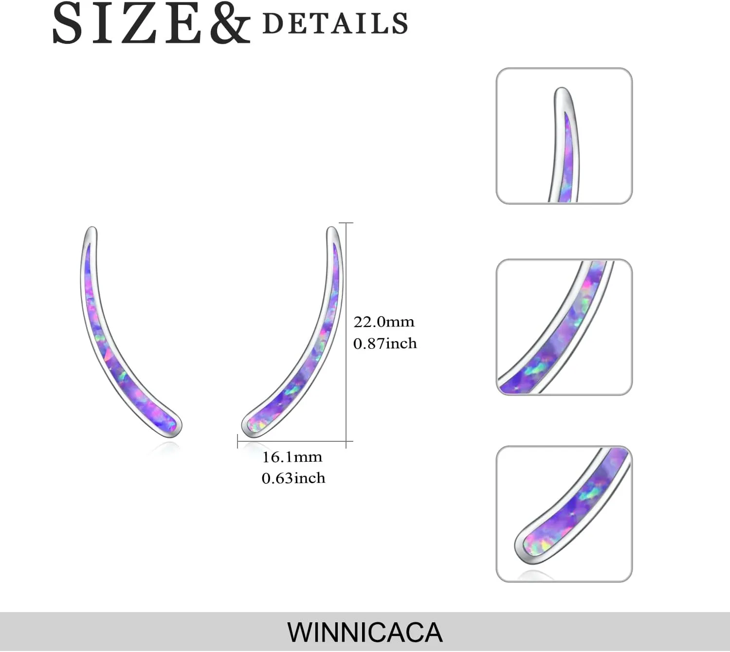 WINNICACA 925 Sterling Silver Ear Climbers Earrings for Women Created Opal Earrings for Women Hypoallergenic Crawler Earrings Jewelry Gifts for Mom Wife