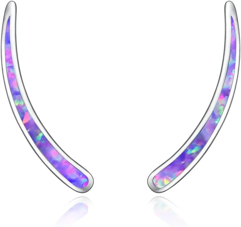 WINNICACA 925 Sterling Silver Ear Climbers Earrings for Women Created Opal Earrings for Women Hypoallergenic Crawler Earrings Jewelry Gifts for Mom Wife